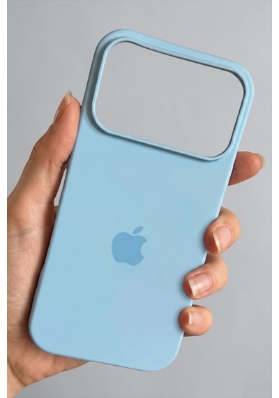 Iphone 17 Pro Uyumlu Kılıf Logolu Lansman Soft Yumuşak Içi Kadife Silikon Kapak Baby Blue