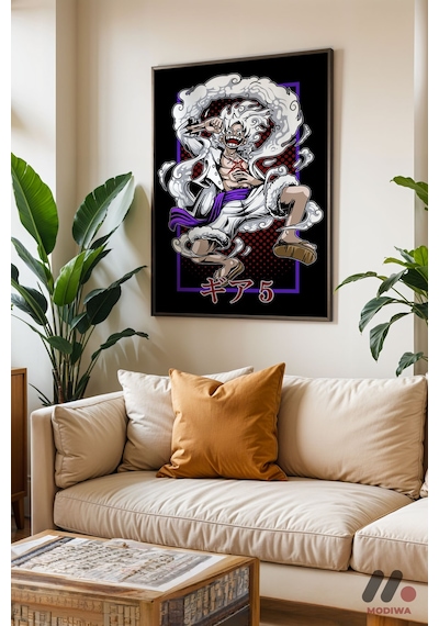 One Piece Luffy Gear 5 Poster, Siyah Çerçeveli Duvar Tablosu - Anime Severlere Özel Hediye