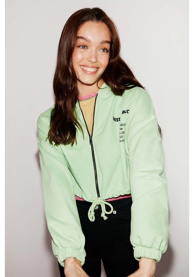 Ethıquet Sılk Crop Yeşil Sweatshirt