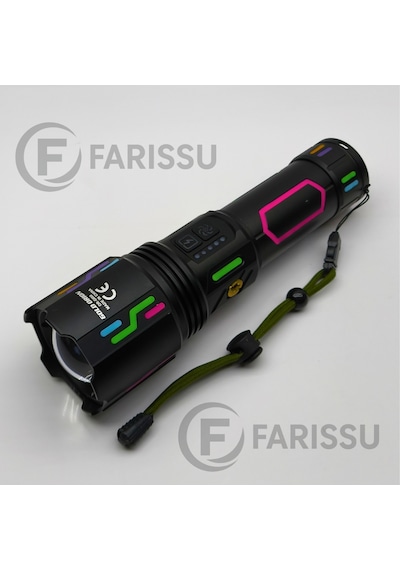 Or-g650 Ultra Güçlü Şarjlı El Feneri 2 Km Menzil, Powerbank Özellikli, Zoomlu Ve Özel Çantalı 200 Watt Siyah