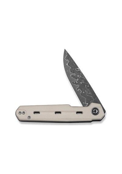 Civivi Navo Ivory G10 Handle Damascus Blade Kamp Çakı Krem