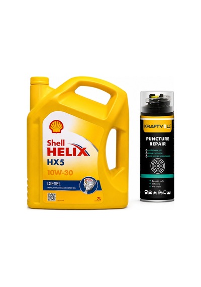 Shell Helix Hx5 Dizel 10w-30 7 Litre + Lastik Tamir Kiti 400 Ml