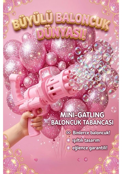 3 Parça Pilli 8 Delikli 19cm Köpük Makinası Ve 2x10ml Baloncuk Sıvılı Eğlenceli Çocuk Oyun Seti