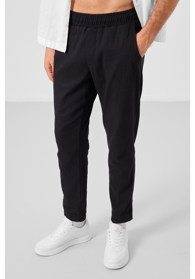 Tommylife Siyah Standart Fit Dokuma Hafif Esnek Chino Erkek Pantolon - 82177 Siyah