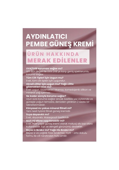 Bade Natural Aydınlatıcı Pembe Güneş Koruyucu Krem 50 Spf 30 Ml