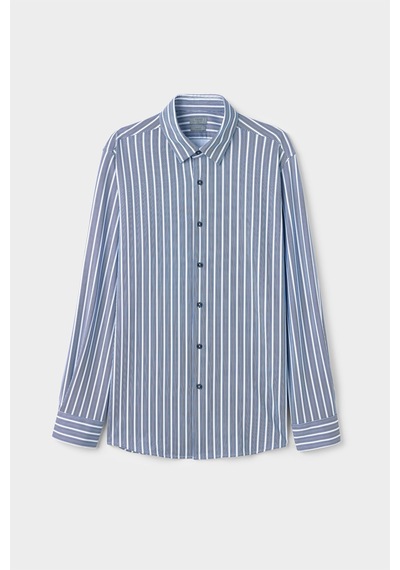 Twn Slim Fit Lacivert Çizgi Baskılı Gömlek 5ec02ad09259m Çok Renkli