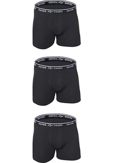 Seher Yıldızı Likralı Erkek Boxer 0060 3 Lü | Siyah
