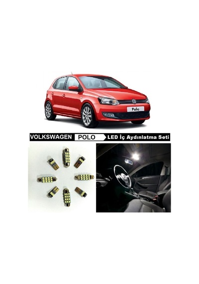 Megamarket06 Vw Polo 6r 6c Beyaz Led Iç Aydınlatma Ampul Seti 9adet