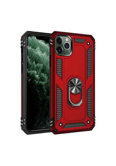 Apple Uyumlu iPhone 11 Pro Max Uyumlu Kılıf Sofya Yüzüklü Silikon Kapak - Kırmızı