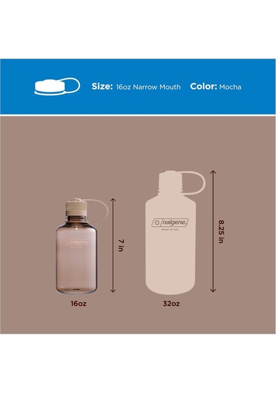 Sustain Tritan Bpa İçermeyen Su Şişesi,%50 Plastik Atıktan Elde Edilmiş Malzemeden Üretilmiştir, 16 Oz, Dar Ağız, Mocha