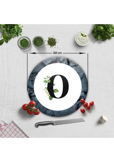 Decorita Cam Kesme Tahtası - Cam Kesme Tablası - Harfli Tasarım O Çap 32 CM