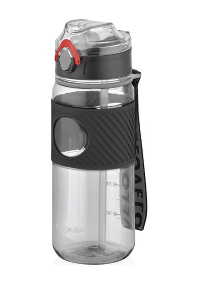 Pipetli Askılı 600 Ml Suluk Vgn Plastic Bottle Matara Siyah