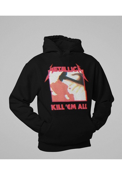 Sevbano Metallica Kill 'em All Yazılı Unisex Oversize Rock Metal Grubu Ho Siyah
