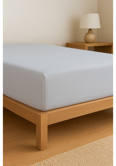 Purecomfort %100 Pamuk Ranforce Çift Kişilik Lastikli Çarşaf 160x200 Beyaz Açık Gri