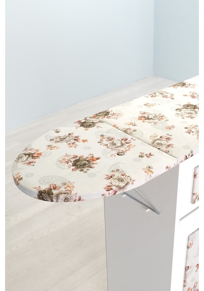 Mistik Home Rose Katlanır Dolaplı Ütü Masası Beyaz Gövde, Yeşil Çiçek Desenli Beyaz/yeşil