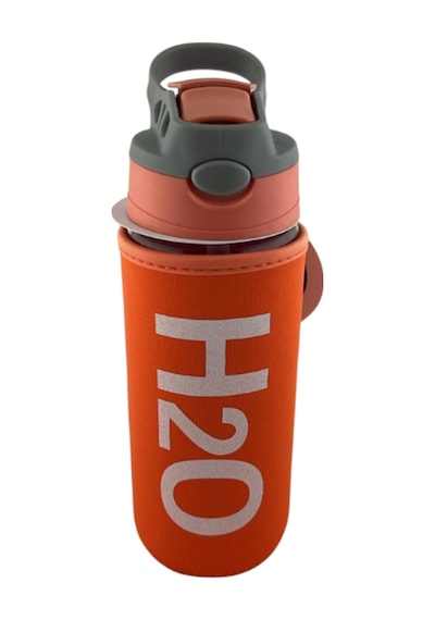 H2o Kılıflı Pipetli Cam Matara 500 Ml Turuncu