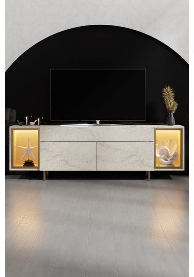 Zenith Gold Demir Ayaklı Rgb Led Işık Sistemli Traverten Tv Ünitesi Tv Sehpası Traverten - Altın Zenith Gold Demir Ayaklı Rgb Led Işık Sistemli Traverten Tv Ünitesi Tv Sehpası Traverten - Altın