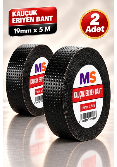 2 Adet Kauçuk Eriyen Bantı Siyah 19 Mm X 5 Metre Elektrikçi Kablo Boru Hortum İzolasyon Tamir Bandı