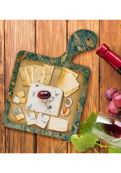 Bk Gift Mermer Tasarımlı Kare Şeklinde Doğal Ahşap Servis Ve Sunum Tabağı Model 9