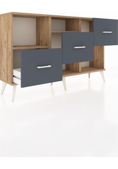 Arges Konsol 2 Raflı 3 Çekmeceli 132x30x83 Çam-çam/antrasit Çam/antrasit Arges Konsol 2 Raflı 3 Çekmeceli 132x30x83 Çam-çam/antrasit Çam/antrasit