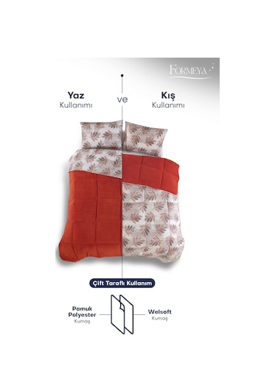 Formeya Turuncu Çift Kişilik Wellsoft Yorgan Yastık Kılıflı Turuncu