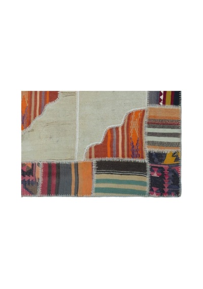 El Dokuması Patchwork Vintage Yün-pamuk Naturel Halı 25118 120 X 181 Cm Çok Renkli