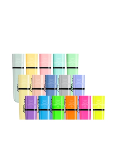 Bıc Marking Flat Fosforlu Kalem Pastel Ve Neon Renkler 16'lı Set Çok Renkli
