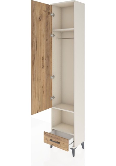 Arges Dolap 3 Raflı Tek Çekmeceli Tek Askılı 44x30x221 Aytaşı-çam Aytası