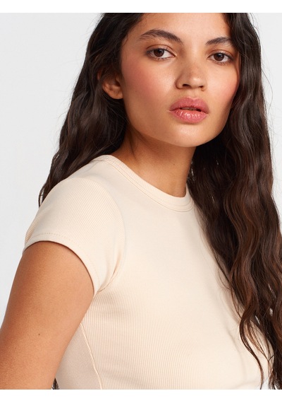 Dilvin 31810 Bisiklet Yaka Crop T-shirt-taş Taş