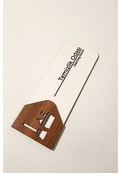 Temizlik Odası Kapı Tabelası 19x7 Cm Çift Katmanlı, Çift Taraflı Bantlı