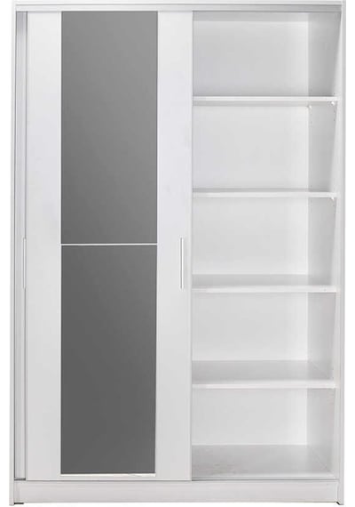 Adoremobilya Sürgü Kapılı Aynalı Gardırop - Beyaz-Beyaz