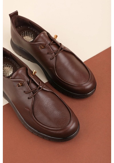 Gondol Hakiki Deri Golf Model Kadın Oxford Ayakkabı Elnr.7046 Kahverengi