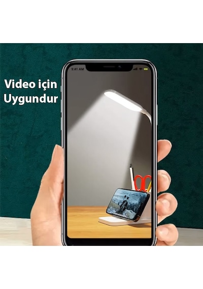 Ally Kablosuz Sarj Göz Korumali Portatif Led Masa Lambasi Kalemlik Beyaz