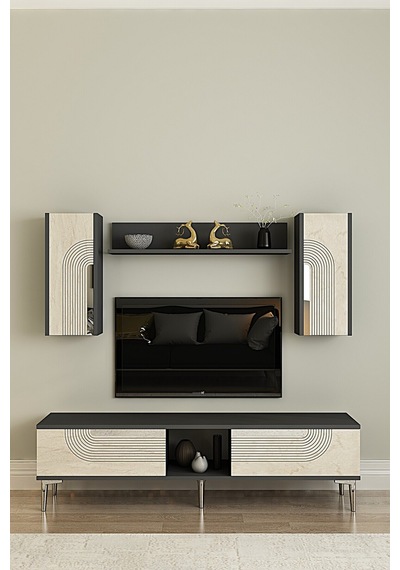 Tvr1502ats Meyra Tv Ünitesi Takımı Antrasit-traverten-silver 150cm