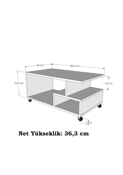 Enda Home Sultan Tekerli Orta Sehpa 86,5x50 Cm Ahşap - Beyaz