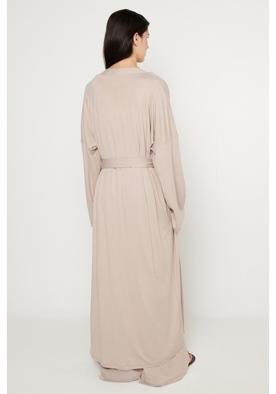 AC&Co / Altınyıldız Classics Kadın Bej Yumuşak Dokulu Rahat Standart Fit Şal Yaka Esnek Kimono