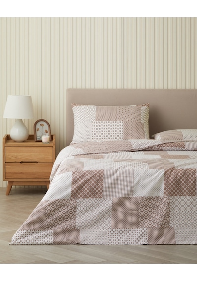 English Home Chain Patch Kolay Ütülenir Çift Kişilik Nevresim Takımı 200x220 Cm Turuncu