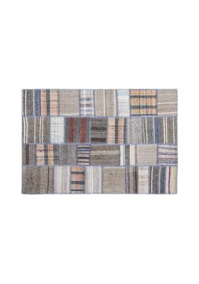 El Dokuması Patchwork Vintage Yün Pamuk Çizgili Halı 1309 160 X 230 Cm Çok Renkli