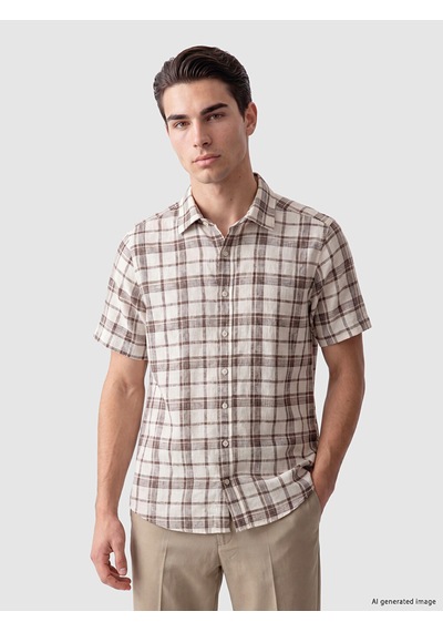 Lcwaıkıkı Classic Kahverengi Regular Fit Ekose Armürlü Erkek Gömlek