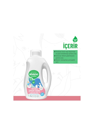 Siveno %100 Doğal Bebek Çamaşır Sabunu Kendinden Yumuşatıcılı Bitkisel Deterjan Konsantre Vegan 750 ml