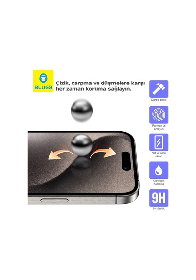 İphone 15 Uyumlu Toz Ve Çizik Önleyici Yüksek Netlik Sunan Cam Ekran Koruyucu