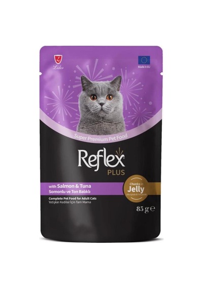 Reflex Plus Jöle İçinde Somonlu Ve Ton Balıklı Yetişkin Kedi Konservesi 85gr - 11 Adet