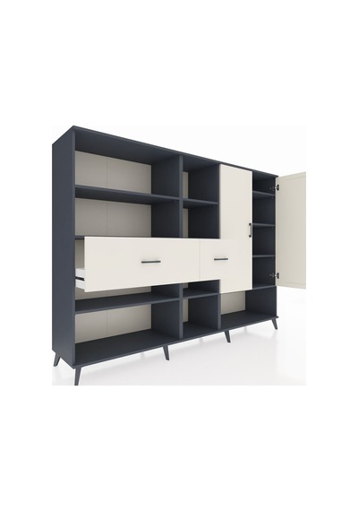 Hyperion Dolap 10 Raflı 2 Çekmeceli 2 Kapaklı 220x44x163 Antrasit Antrasit-aytaşı Hyperion Dolap 10 Raflı 2 Çekmeceli 2 Kapaklı 220x44x163 Antrasit Antrasit-aytaşı
