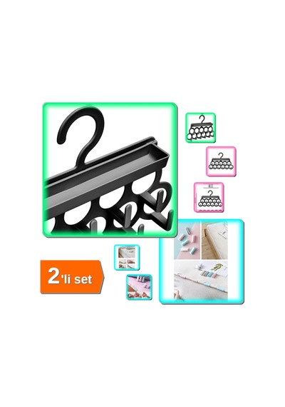 Kravat Ve Şal Askısı + 12 Adet Yorgan Kılıfı Sabitleyici Klips - 2li Set A4l7n1 Plastik Çok Renkli T Diğer
