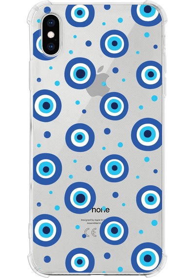 Prinrify Apple Uyumlu iPhone Xs Nazar Boncuğu 1 Baskılı Şeffaf Köşe Korumalı Antişok Kılıf