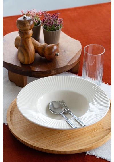 Satürn 27 Cm Porselen Makarna Tabağı Kırık Beyaz