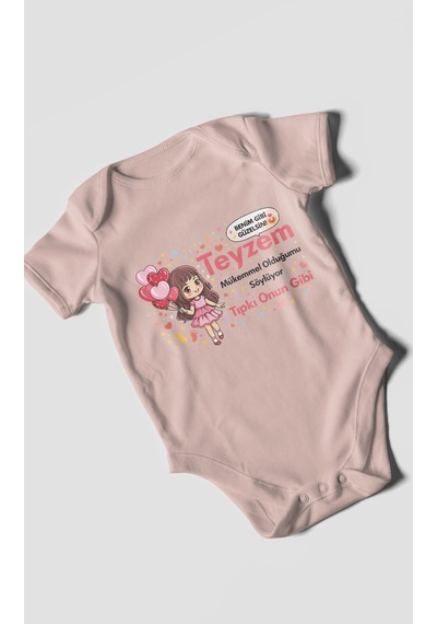 Morivokids Teyzeye Özel Kısa Kollu Bebek Body %100 Pamuk Zbn89-kk Pastel Pembe