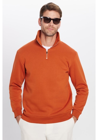 Tudors Unisex Relax Fit Rahat Kesim Pamuklu İçi Polarlı Yarım Fermuarlı Kiremit Renk Dik Yaka Sweatshirt-31451 Kiremit Tudors Unisex Relax Fit Rahat Kesim Pamuklu İçi Polarlı Yarım Fermuarlı Kiremit Renk Dik Yaka Sweatshirt-31451 Kiremit