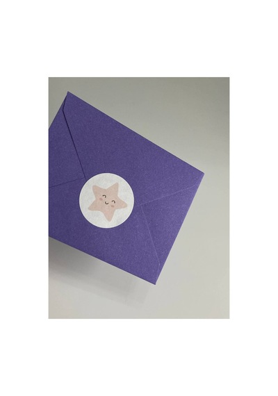 Pembe Gülücük Yıldız Etiketi Yuvarlak Mat Çıkartma Minik Yıldız Round Sticker 3 Cm 95 Adet Çok Renkli