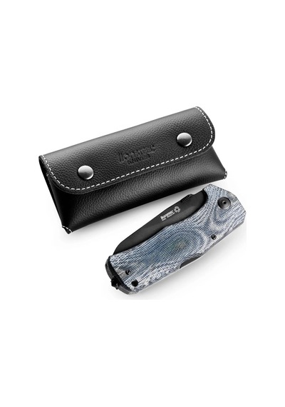 Lionsteel Tm1 Special Edition - Bladehq - Blue Canvas - Black Blade Deri Kılıflı Kamp Çakı Mavi